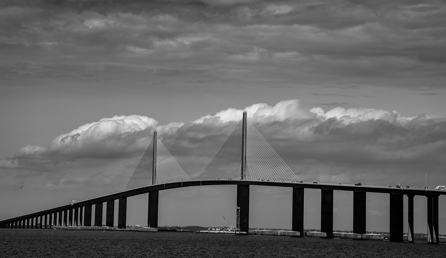 Skyway Bridge Black and White Landscape Photo DIY Wall Decor Instant Download Print - Printable  - PIPAFINEART