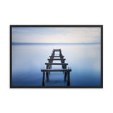 Soft Blue Lake and Abandoned Pier Landscape Photo Framed Wall Art Prints