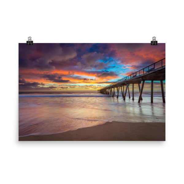 Dreamy Pier at Sunset Coastal Landscape Photo Loose Wall Art Prints
