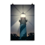 Coastal Pictures For Wall: St. Augustine Lighthouse Night Light Photo Loose Wall Art Print