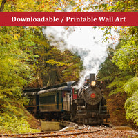 Steam Train with Autumn Foliage Landscape Photo DIY Wall Decor Instant Download Print - Printable  - PIPAFINEART