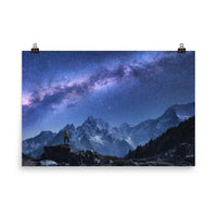 Stone Mountains and Milky Way Night Landscape Photo Loose Wall Art Print