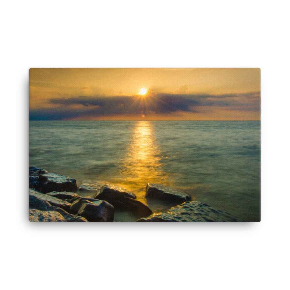 Sun Ray on the Water Coastal Landscape Canvas Wall Art Prints