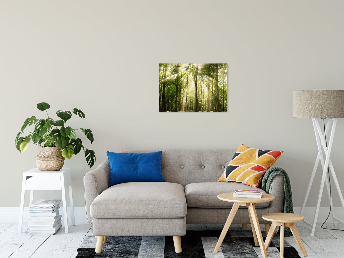 Sun Rays Through Treetops in the Forest Fine Art Canvas Wall Art Prints 20" x 30" - PIPAFINEART