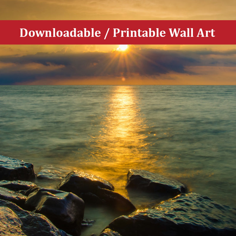Sun Ray on the Water Landscape Photo DIY Wall Decor Instant Download Print - Printable  - PIPAFINEART