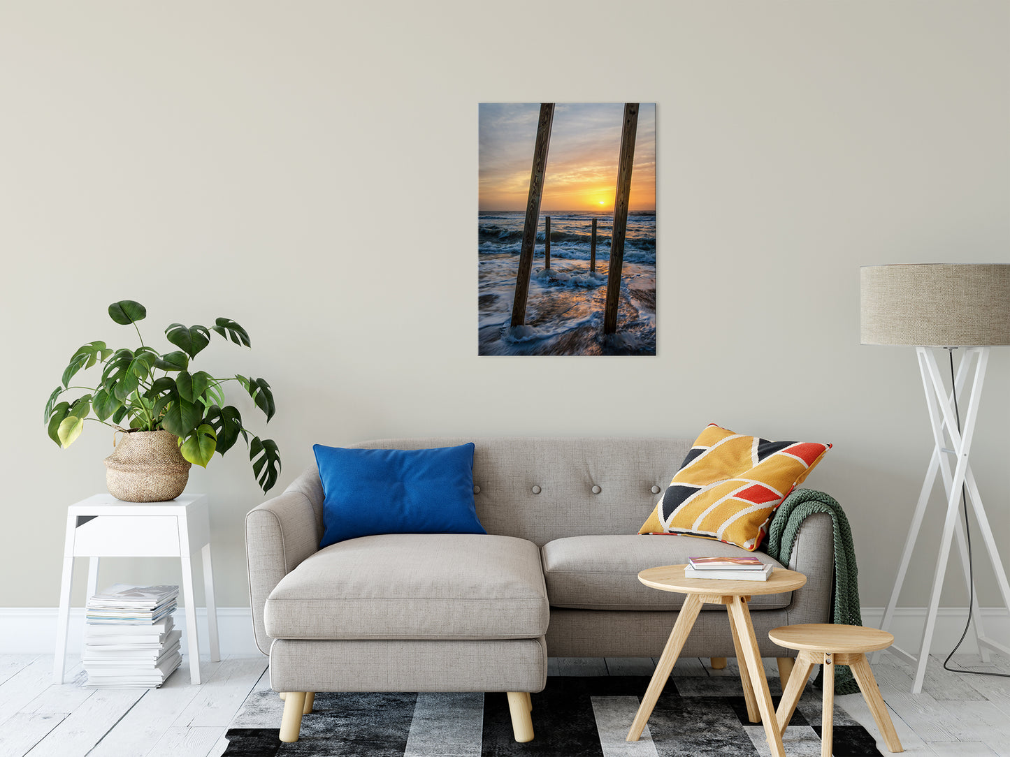 Sunrise Between the Pillars Coastal Landscape Photo Fine Art Canvas Wall Art Prints 24" x 36" - PIPAFINEART