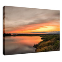 Sunset Over Woodland Marsh Landscape Photo Fine Art Canvas Wall Art Prints  - PIPAFINEART