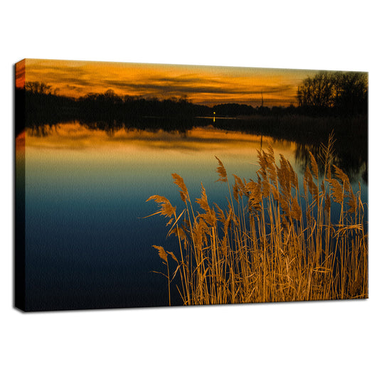 Sunset at Reedy Point Pond Landscape Fine Art Canvas Wall Art Prints  - PIPAFINEART