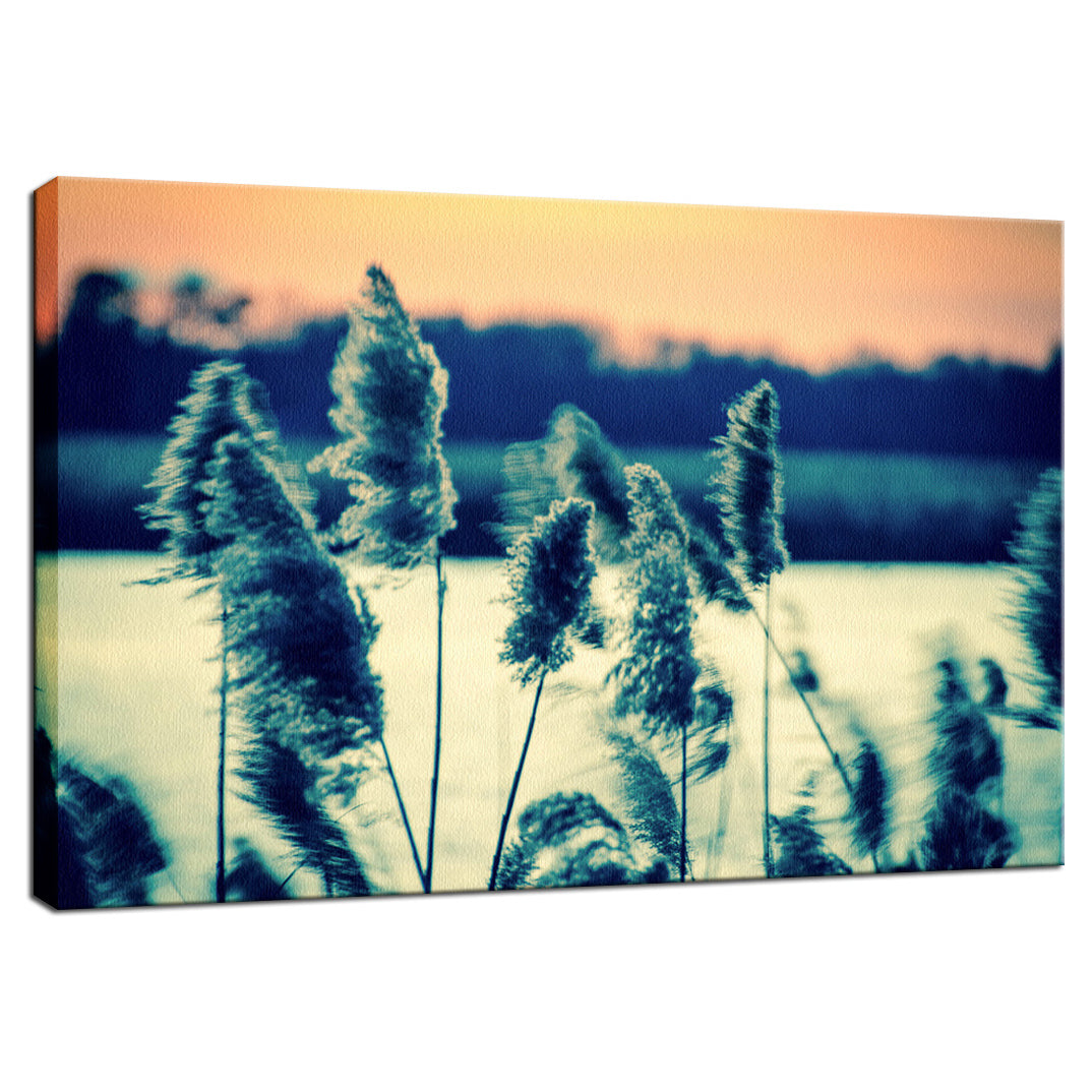 Sunset on the Marsh with Grasses Movement Fine Art Canvas Wall Art Prints  - PIPAFINEART