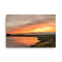 Sunset Over Woodland Marsh Coastal Landscape Canvas Wall Art Prints