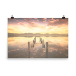 Sunset Pillars and Reflections on Lake Landscape Photo Loose Wall Art Prints