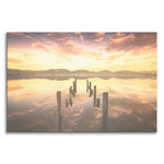 Sunset Pillars and Reflections on Lake Landscape Photo Canvas Wall Art Prints