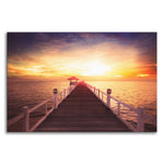Surreal Wooden Pier at Sunset Landscape Photo Canvas Wall Art Prints