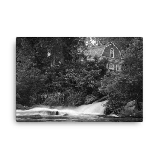 The Brandywine River & First Presbyterian Church Black & White Canvas Wall Art Prints
