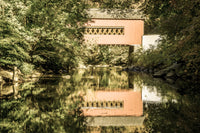 The Reflection of Wooddale Covered Bridge Aged Landscape Photo DIY Wall Decor Instant Download Print - Printable  - PIPAFINEART