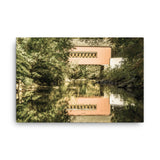 The Reflection of Wooddale Covered Bridge Aged Canvas Wall Art Prints