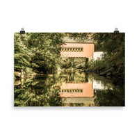 The Reflection of Wooddale Covered Bridge Aged Landscape Photo Loose Wall Art Prints - PIPAFINEART
