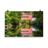 The Reflection of Wooddale Covered Bridge Landscape Photo Loose Wall Art Prints - PIPAFINEART