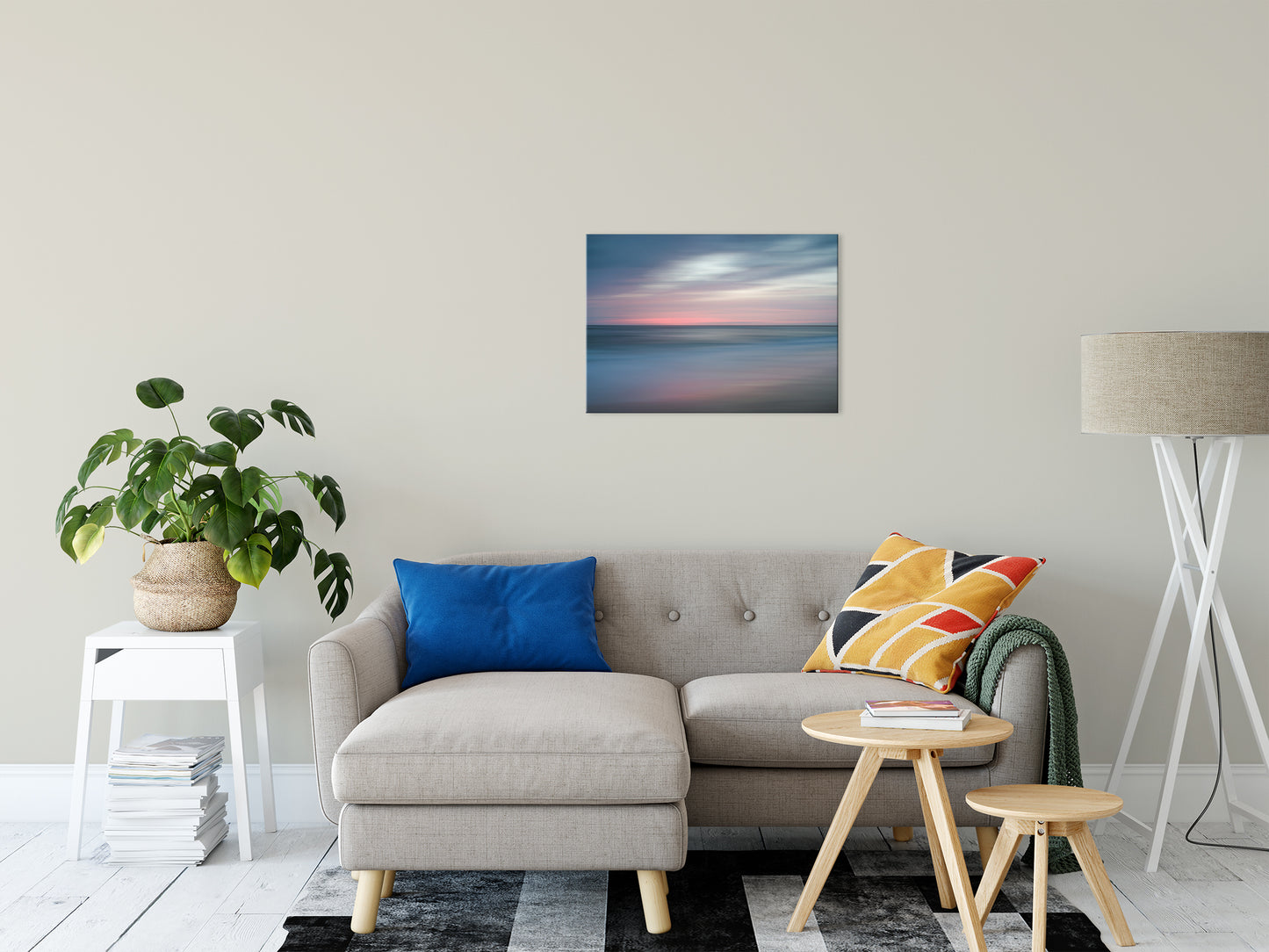 Pink and Blue Beach - Ocean - Coastal Abstract Landscape Fine Art Canvas Wall Art Prints - The Colors of Evening 20" x 30" - PIPAFINEART