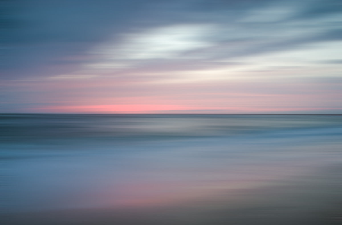Pink and Blue Beach - Ocean - Coastal Abstract Landscape Fine Art Canvas Wall Art Prints - The Colors of Evening