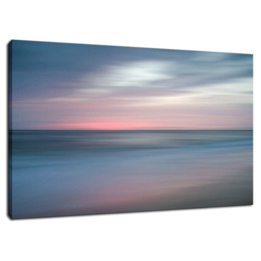 Pink and Blue Beach - Ocean - Coastal Abstract Landscape Fine Art Canvas Wall Art Prints - The Colors of Evening