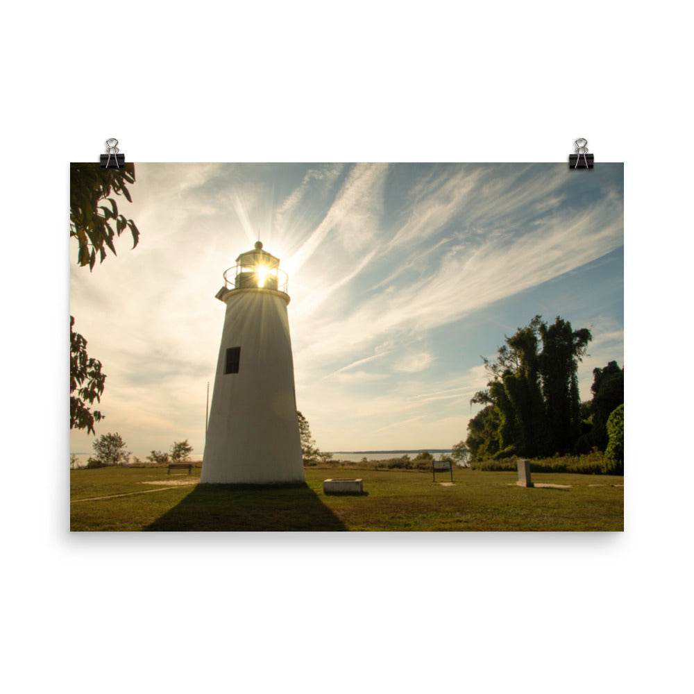 Turkey Point Lighthouse with Sun Flare Horizontal Loose Wall Art Prints - PIPAFINEART