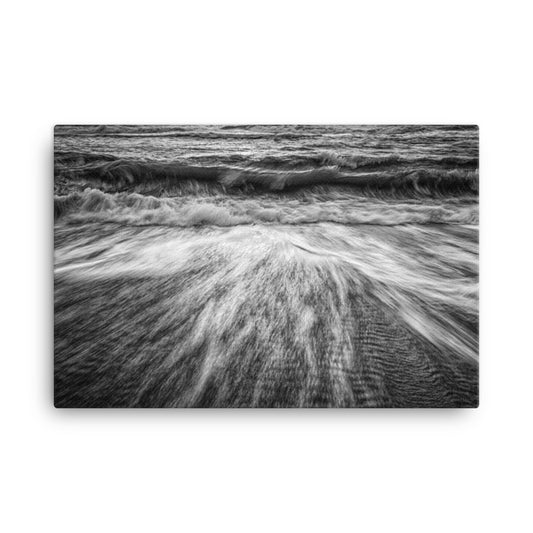 Washing Out to Sea Black and White Coastal Nature Photograph Canvas Wall Art Prints