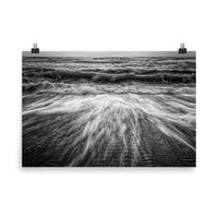 Washing Out to Sea Black and White Coastal Nature Photo Loose Unframed Wall Art Prints - PIPAFINEART