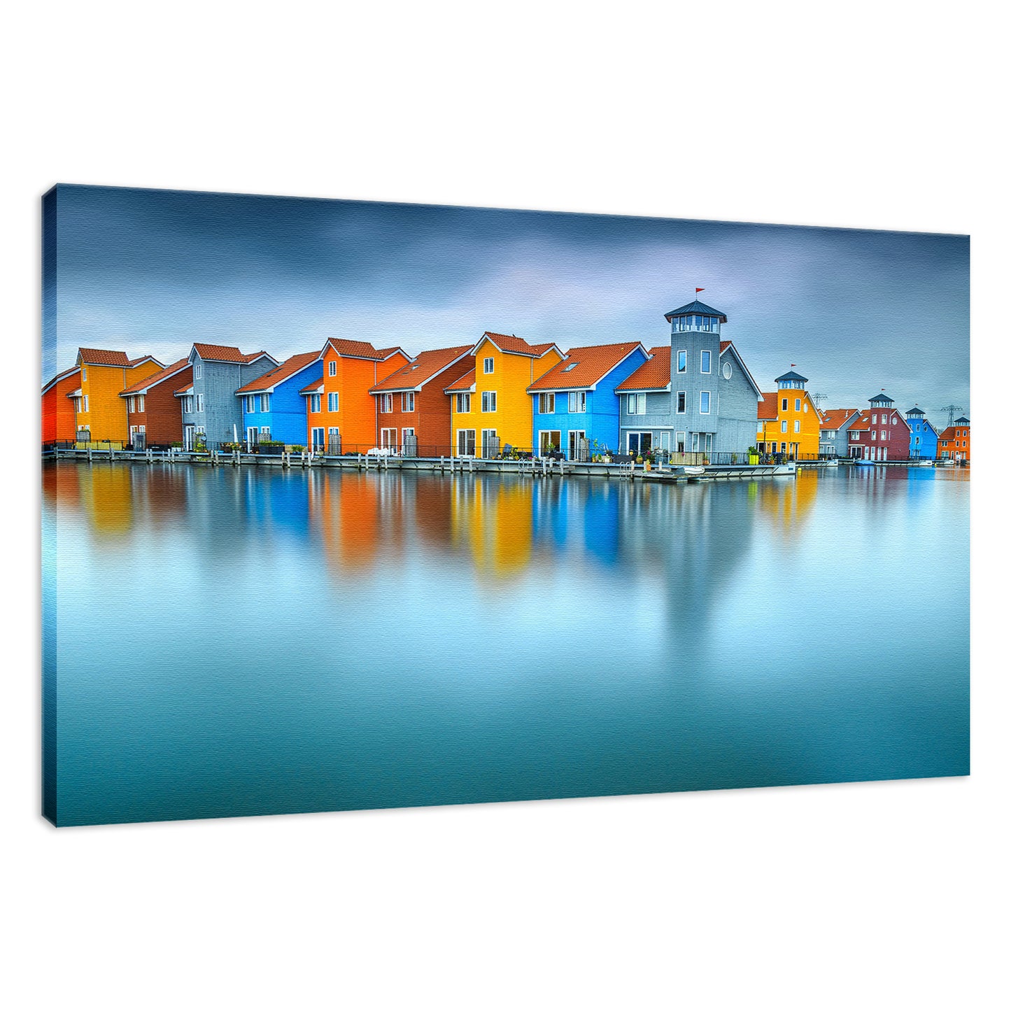 Blue Morning at Waters Edge Groningen Netherlands Europe Landscape Wall Art Canvas Prints  - PIPAFINEART