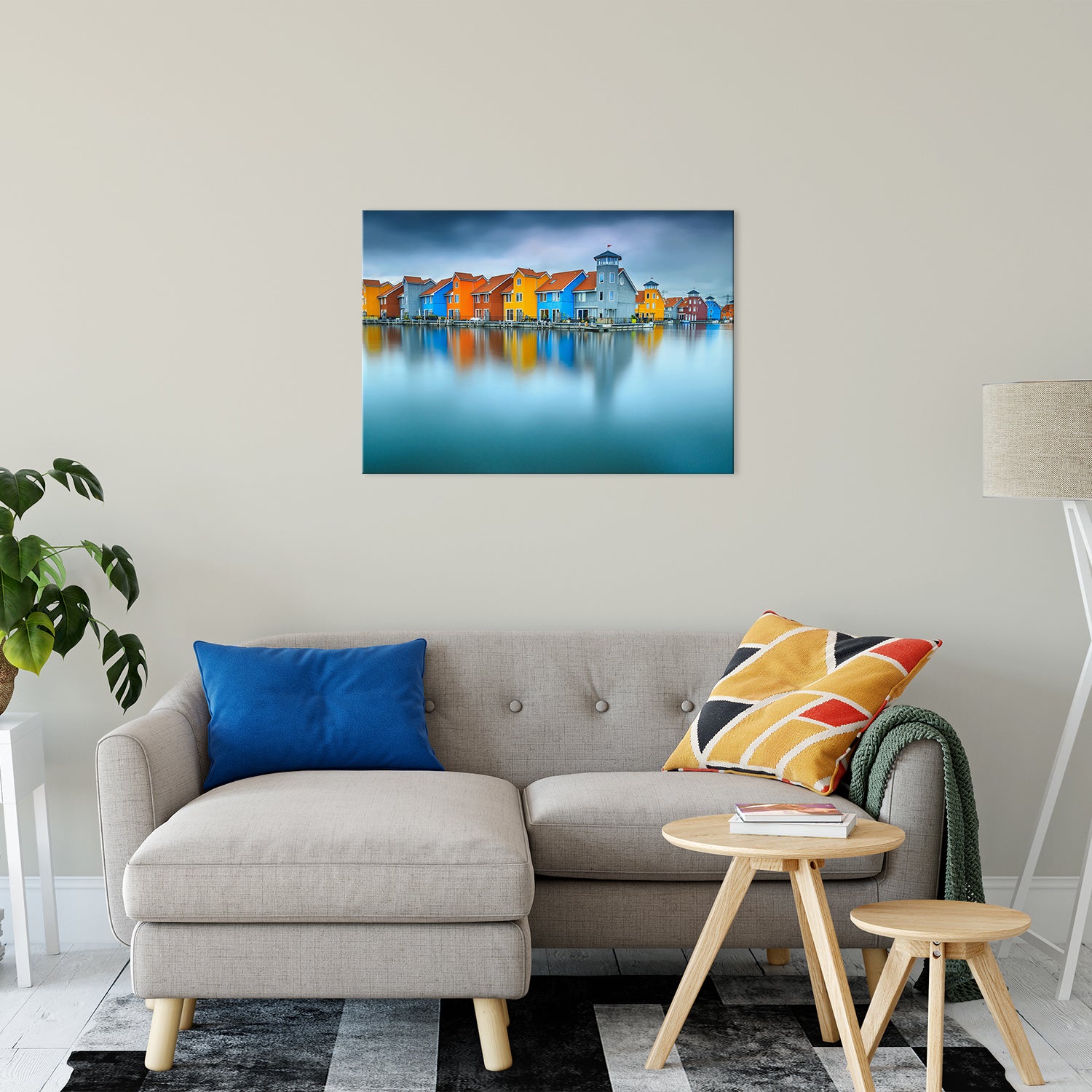 Blue Morning at Waters Edge Groningen Netherlands Europe Landscape Wall Art Canvas Prints 24" x 36" - PIPAFINEART