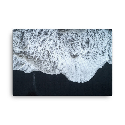 White Waters and Black Sand Coastal Landscape Photograph Canvas Wall Art Prints