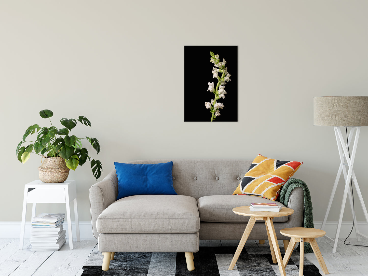White Snapdragons Against Black Nature / Floral Photo Fine Art Canvas Wall Art Prints 20" x 30" - PIPAFINEART