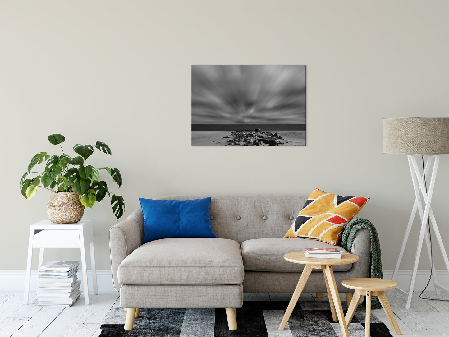 Windy Beach Black & White Landscape Photos Fine Art Canvas Wall Art Prints 24" x 36" - PIPAFINEART