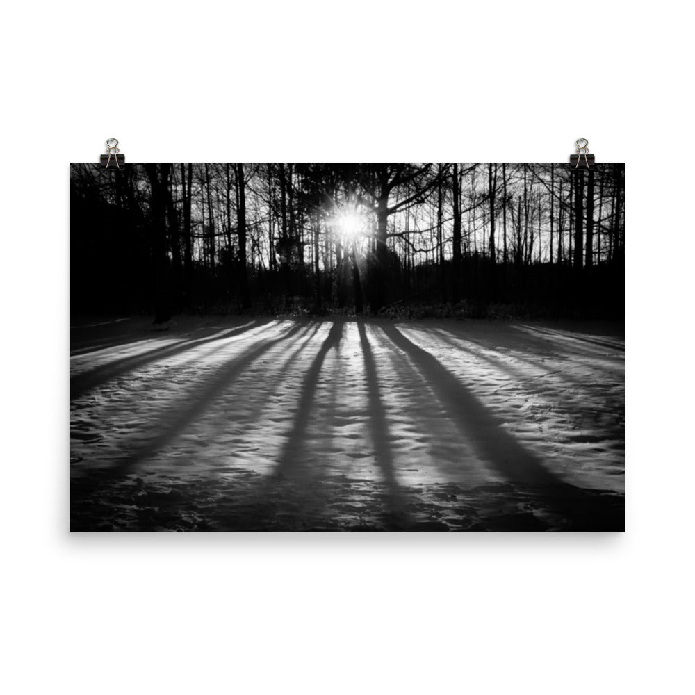 Winter Shadows Black and White Landscape Photo Loose Wall Art Prints - PIPAFINEART