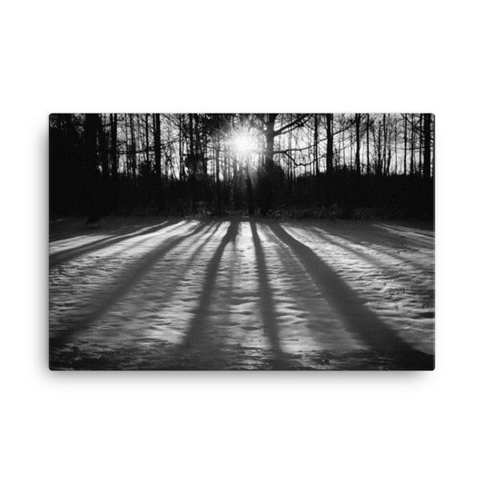 Winter Shadows Black and White Rural Landscape Canvas Wall Art Prints