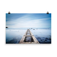 Moody Ocean and Sky Wooden Pier Landscape Photo Loose Wall Art Prints