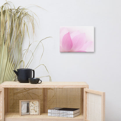 Pink Flower Canvas Wall Art: Peaceful Close-up Pink Lotus Petal Traditional Canvas Wall Art Prints - Wall Decor 12x16 - PIPAFINEART
