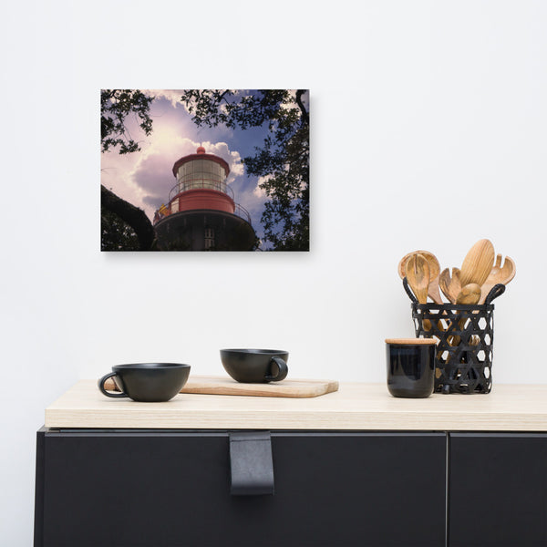 Beach Themed Wall Pictures: Saint Augustine Lighthouse and Tree Branches Urban Building Photograph Canvas Wall Art Prints
