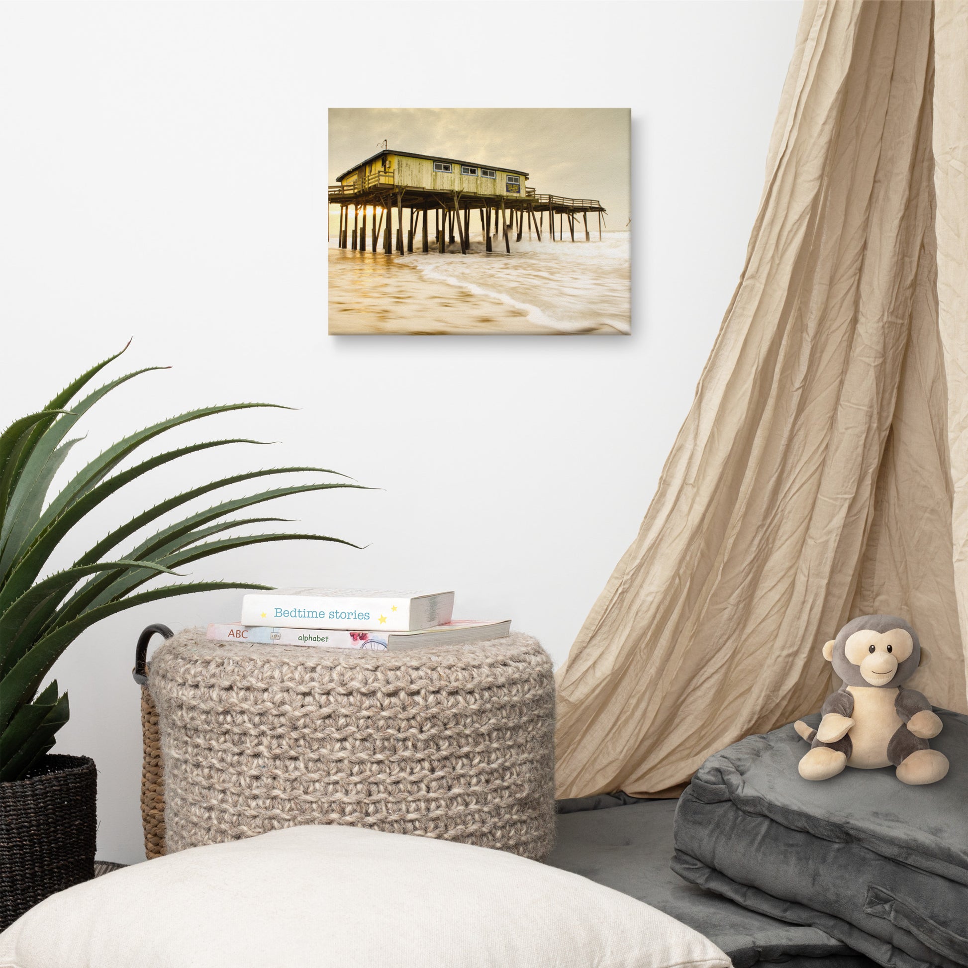 Abandoned Frisco Fishing Pier Coastal Landscape Photo Canvas Wall Art Prints