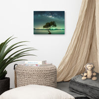 Glowing Milky Way Galaxy with Tree Landscape Photo Canvas Wall Art Prints