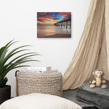 Dreamy Pier at Sunset Landscape Photo Canvas Wall Art Prints