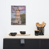 Faux Wood Texture Marblehead Lighthouse at Sunset Canvas Wall Art Prints