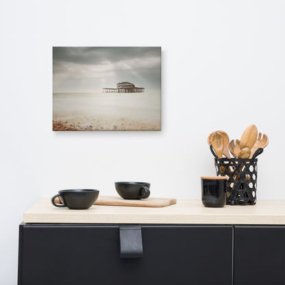 Dining Room Wall Canvas: Abandoned West Pier Warming Matte Effect - Coastal / Seascape / Nature / Landscape Photo Wall Art - Wall Decor - Artwork