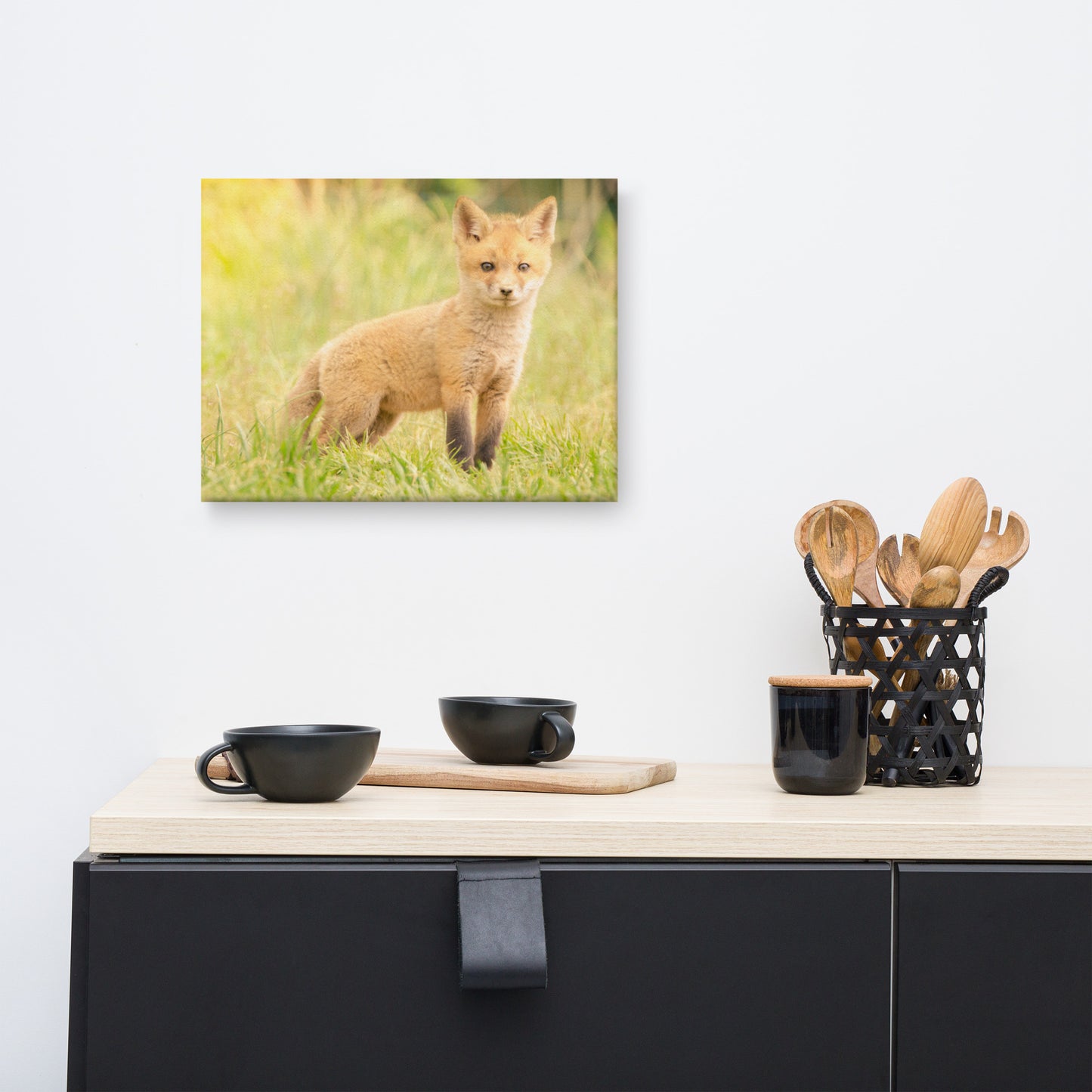 Nursery Decor Canvas: Baby Red Fox in the Sun Animal / Wildlife / Nature Photograph Canvas Wall Art Print - Artwork