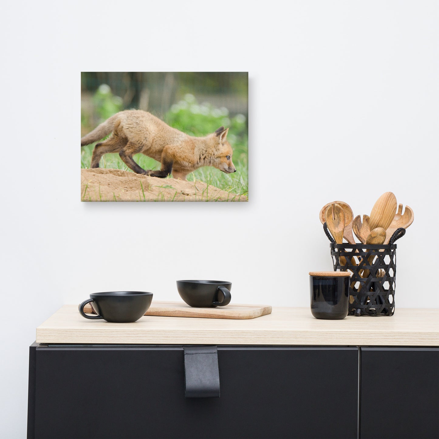 Woodland Nursery Canvas: Fox Pup In Meadow Animal / Wildlife / Nature Photograph Canvas Wall Art Print - Artwork - Wall Decor