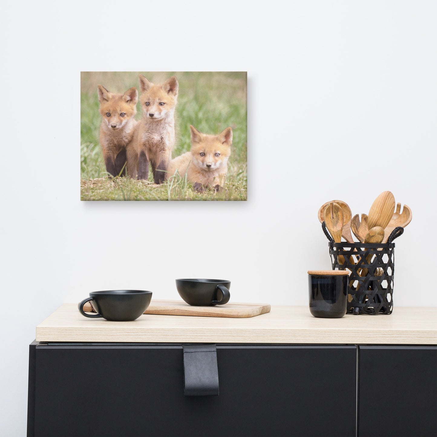 Baby Red Foxes Siblings Animal / Wildlife Photograph Canvas Wall Art Prints