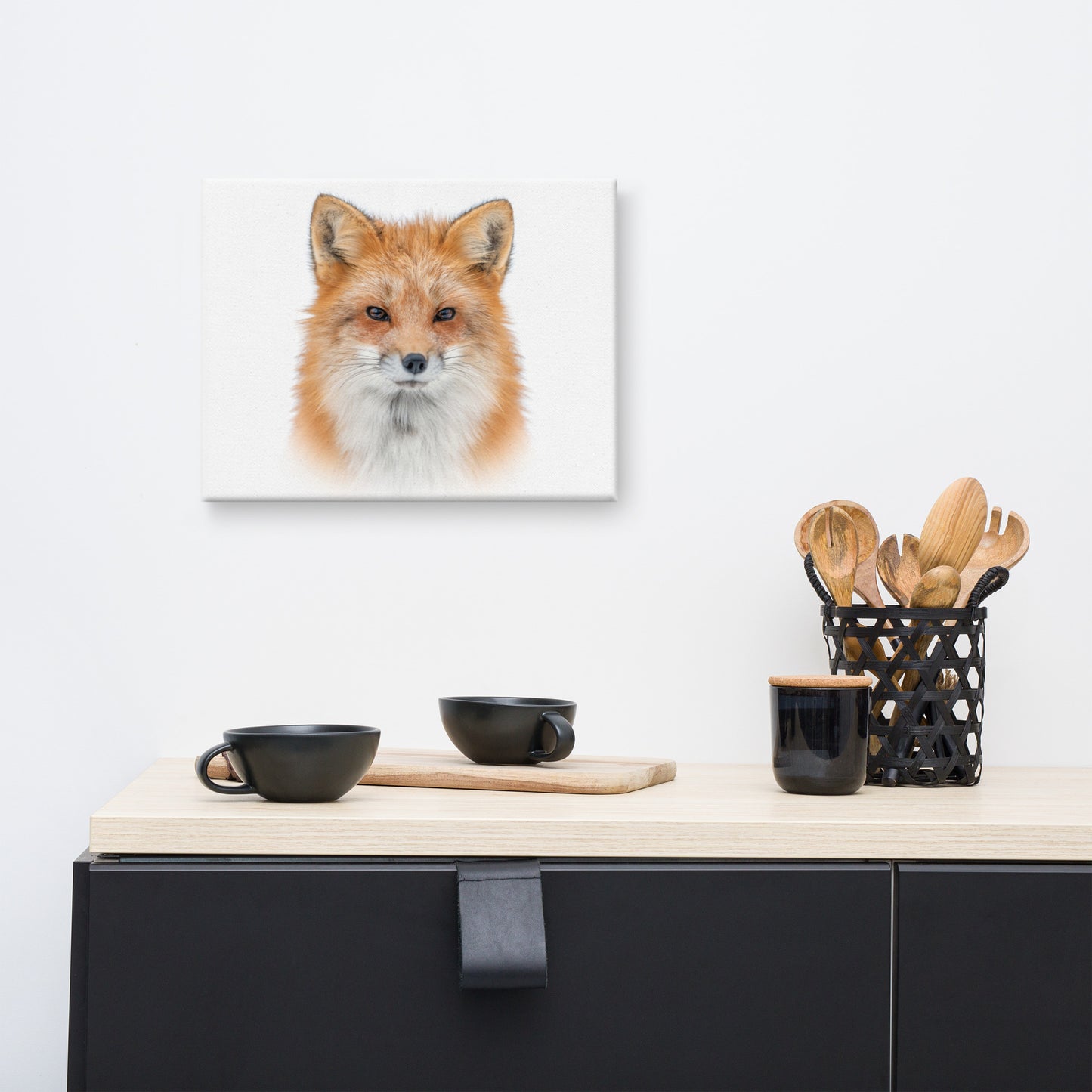 Young Red Fox Face On White Animal Wildlife Nature Canvas Wall Art Prints