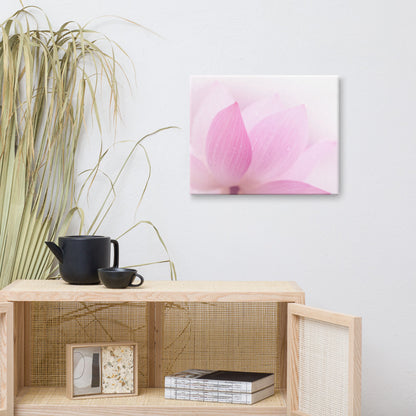 Pink Floral Canvas Wall Art: Peaceful Close-up Pink Lotus Petal Traditional Canvas Wall Art Prints - Wall Decor 16 x 20 - PIPAFINEART