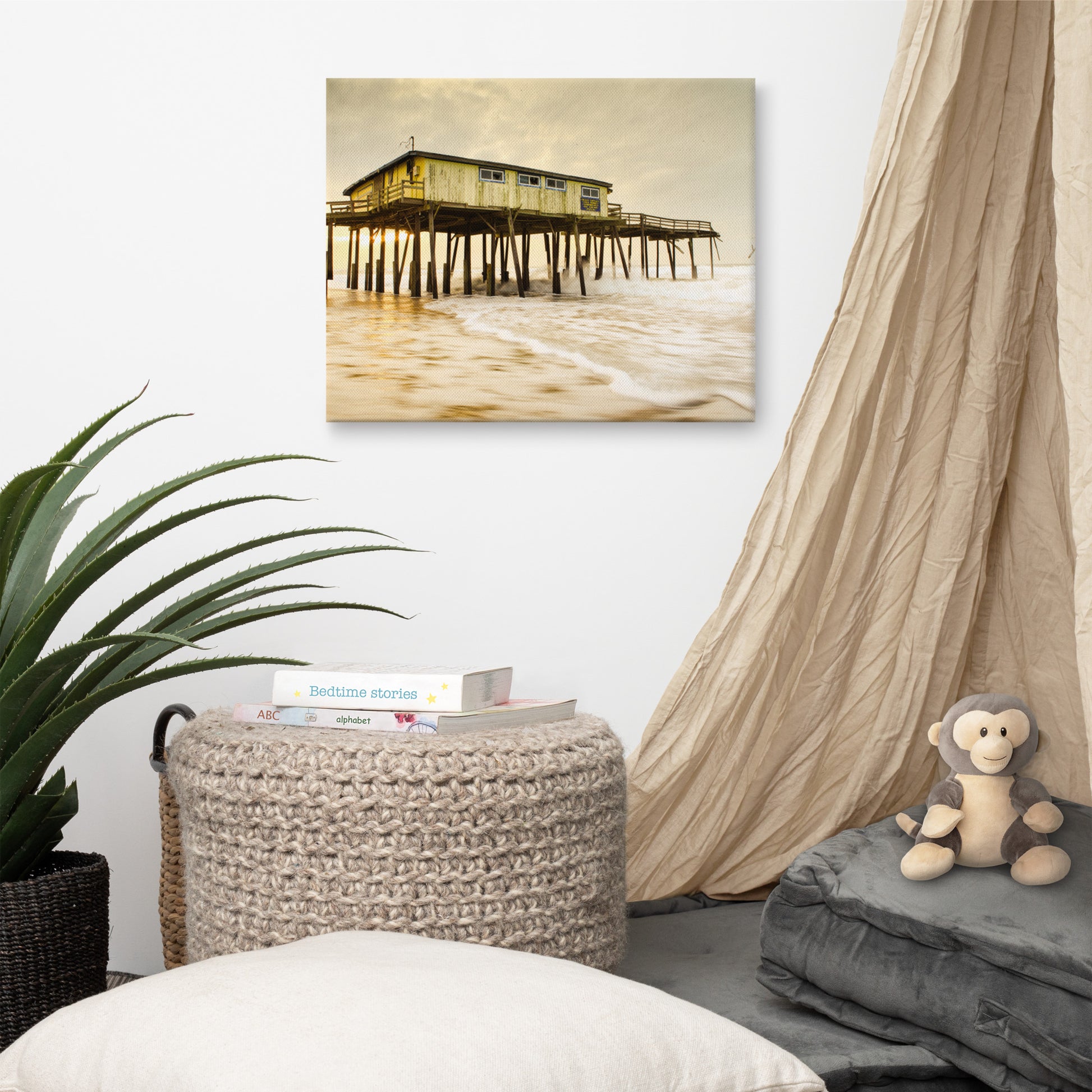 Abandoned Frisco Fishing Pier Coastal Landscape Photo Canvas Wall Art Prints