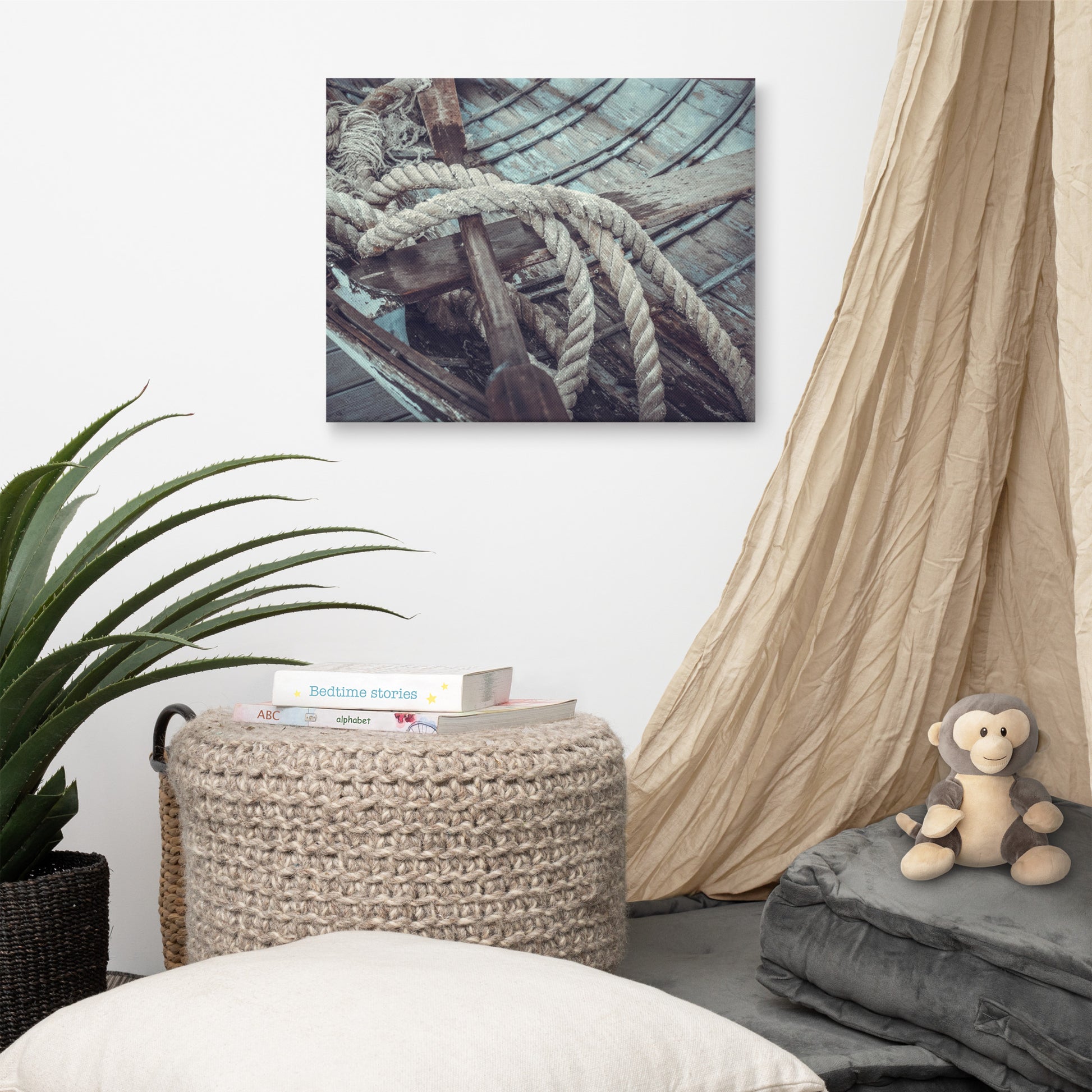 Vintage Boat Oars and Ropes Nautical Photo Canvas Wall Art Prints